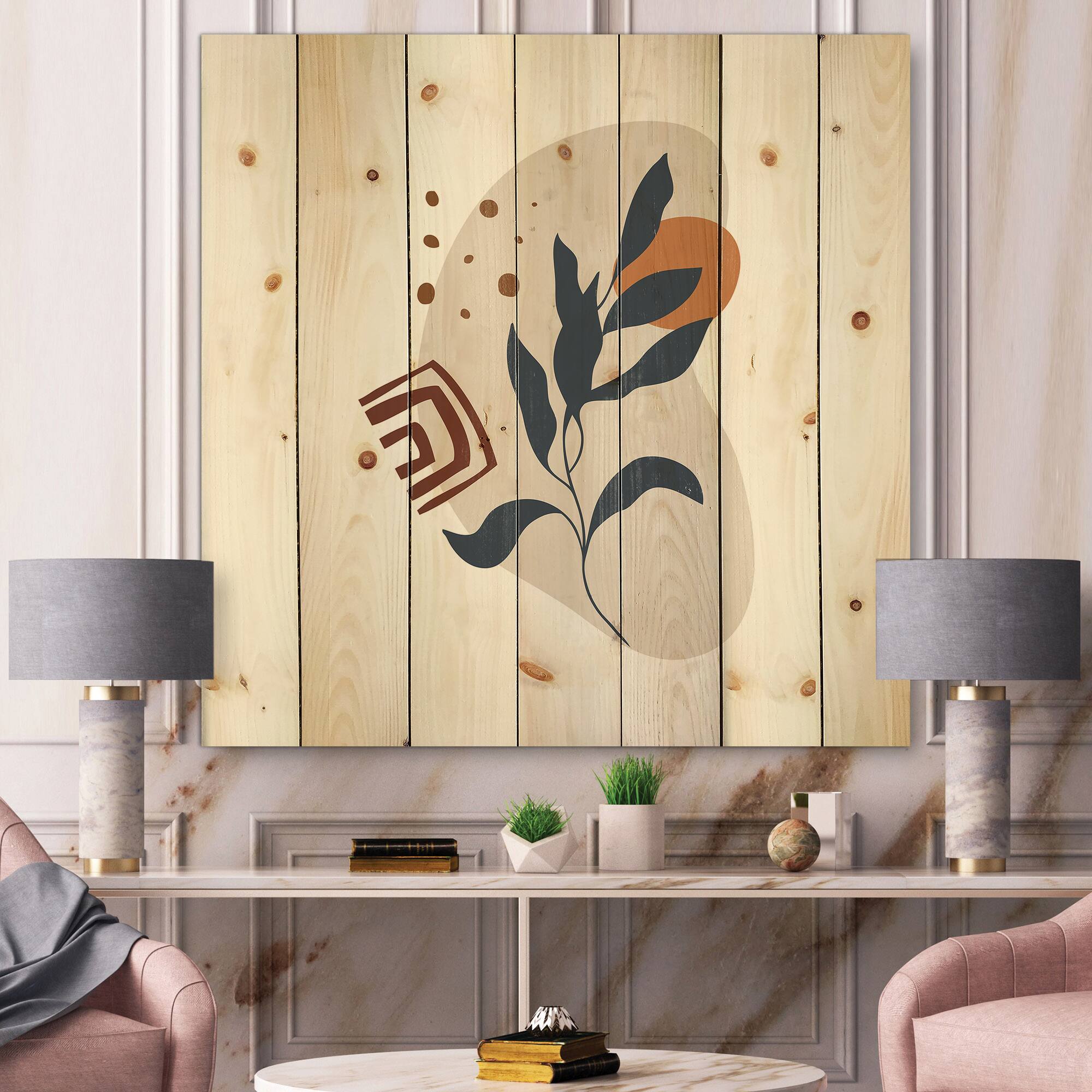 Designart - Abstract Flowers On Minimal Shapes VII